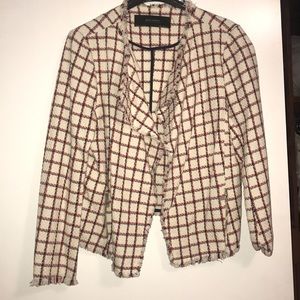 Large Zara tweed jacket red and white